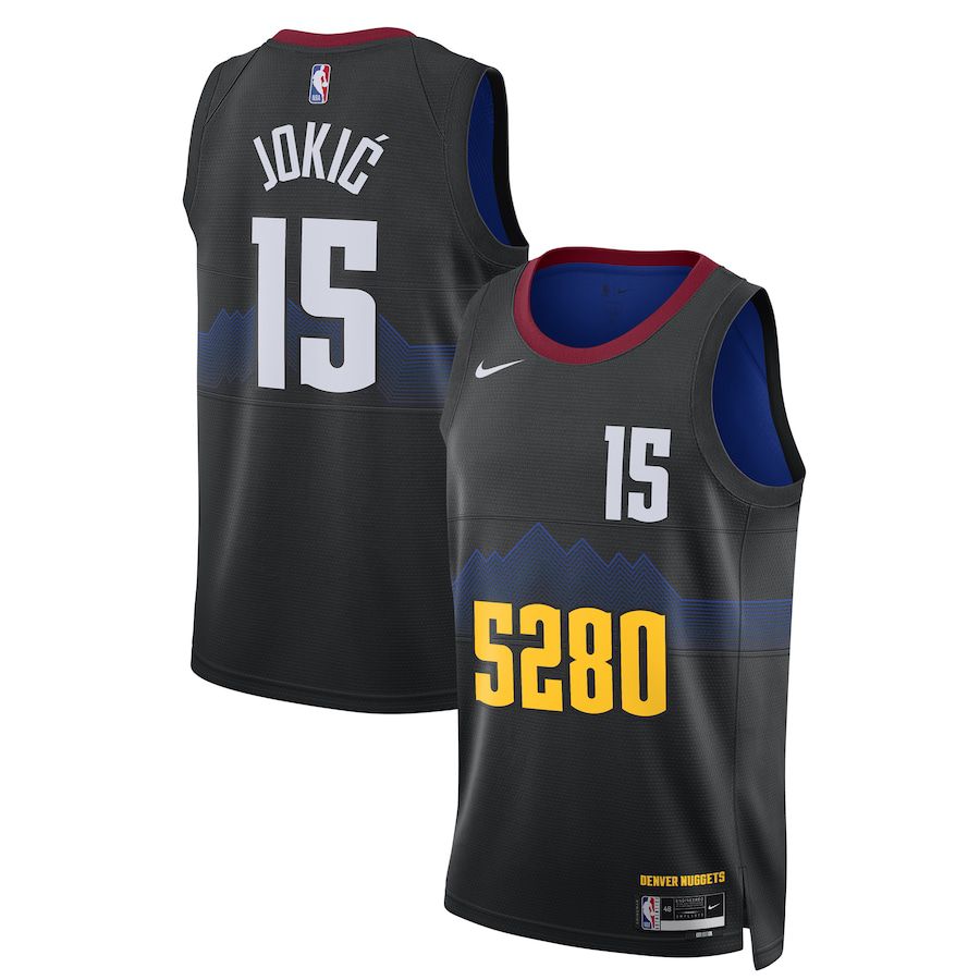 Men Denver Nuggets 15 Nikola Jokic Nike Black City Edition 2023-24 Swingman NBA Jersey